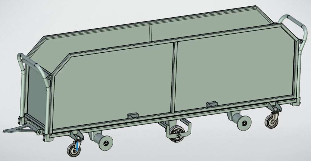 Пространственная модель тележки GT-01-2500-400 с колёсными узлами